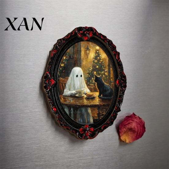 Gothic Style Holiday Gifts Halloween Ghost Refrigerator Magnet, Retro Fridge Magnets, Oval Picture Dark Aesthetic Home Decorations Frame Magnetic