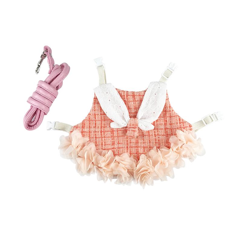 Fashion Bunny Rabbit Clothes with Harness Walking Pet Harnesses and Leash Set for Little Animals Guinea Pigs Chinchillas Suit