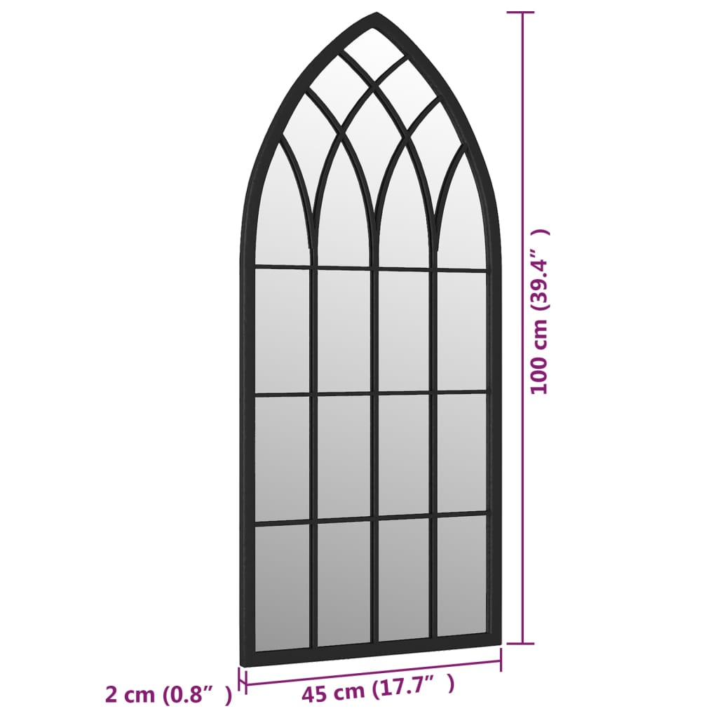 Garden Mirror Black 100x45 cm Iron