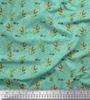 Green Poly Crepe Fabric Dots & Bouvardia Leaves Print Fabric by the Metre 42 Inch