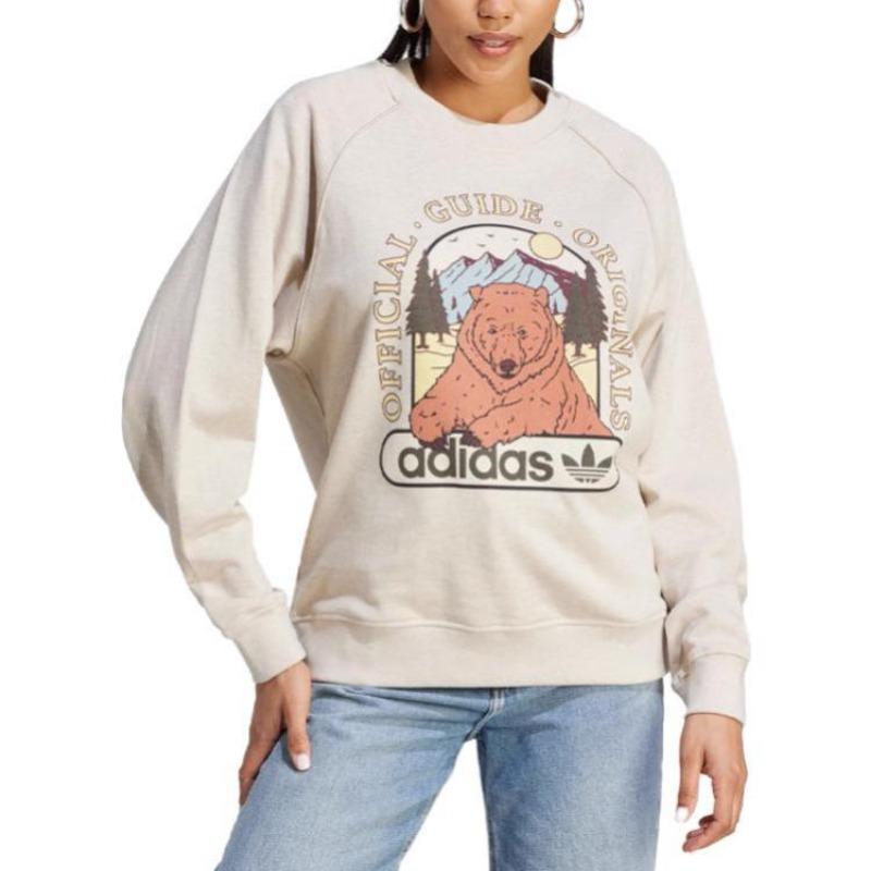 adidas Originals Women's Bear Graphic Crewneck Sweatshirt Off White IL2426