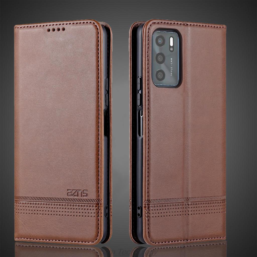 Deluxe Magnetic Adsorption Leather Fitted Case for OPPO A16 A16s A 16 16s Flip Cover Protective Case Capa Fundas Coque