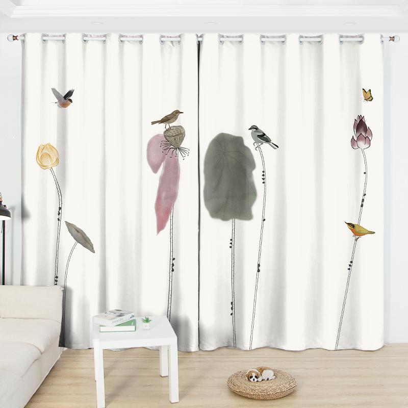 2 шт. Красивые шторы в китайском стиле с абажуром в виде лотоса, 2023 г., новые индивидуальные шторы для спальни, гостиной, плавающие шторы на окнах с люверсами, распродажа