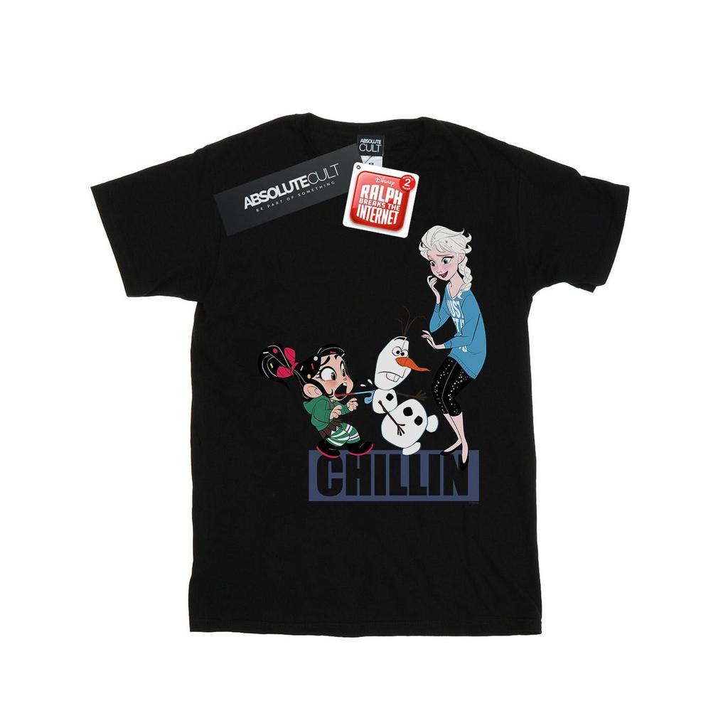 Disney Womens/Ladies Wreck It Ralph Elsa And Vanellope Cotton Boyfriend T-Shirt