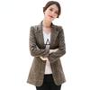 Women Spring Autumn Plaid Blazer Long Sleeve Slim Checked Coat Formal Jacket Office Suit Lady Outerwear