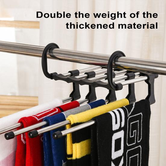 Вешалка для брюк, стойка для брюк, прочная несущая складная конструкция, противоскользящая, 5-слойная вешалка для одежды, держатель для шарфа, органайзер для гардероба