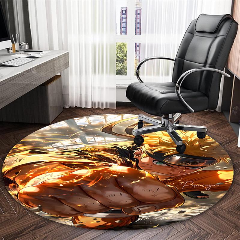 1pc Naruto Carpet, Round Rug, Comfortable, Suitable for Entryways, Living Rooms, Office, And Bedrooms, Christmas Decoration