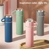 1PC/1 Set 500ml Insulated Bottle Leak-proof Large Capacity Dual Use Lid Keep Warm And Cold