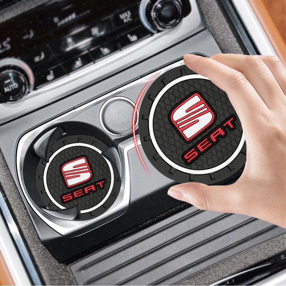 For Seat Leon 5f Ibiza Arosa Ateca Altea FR Arona Cupra Toledo 1/2Pcs Car Anti-Slip Silicone Pad Water Cup Holder Drink Coaster