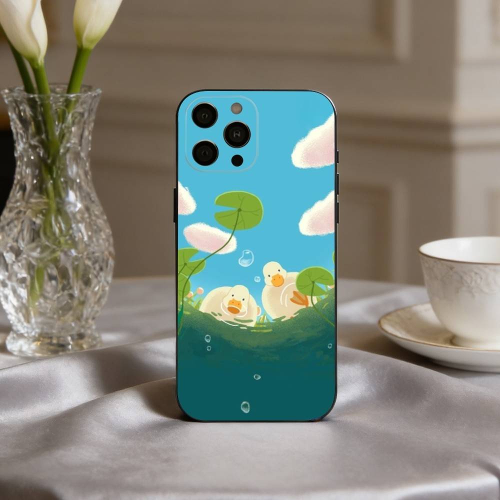 Cute D-Doubao D-Duck Phone Case For iPhone 17,16,15,14,13,12,11 Plus,Pro Max,XS,Soft Silicone Black Cover