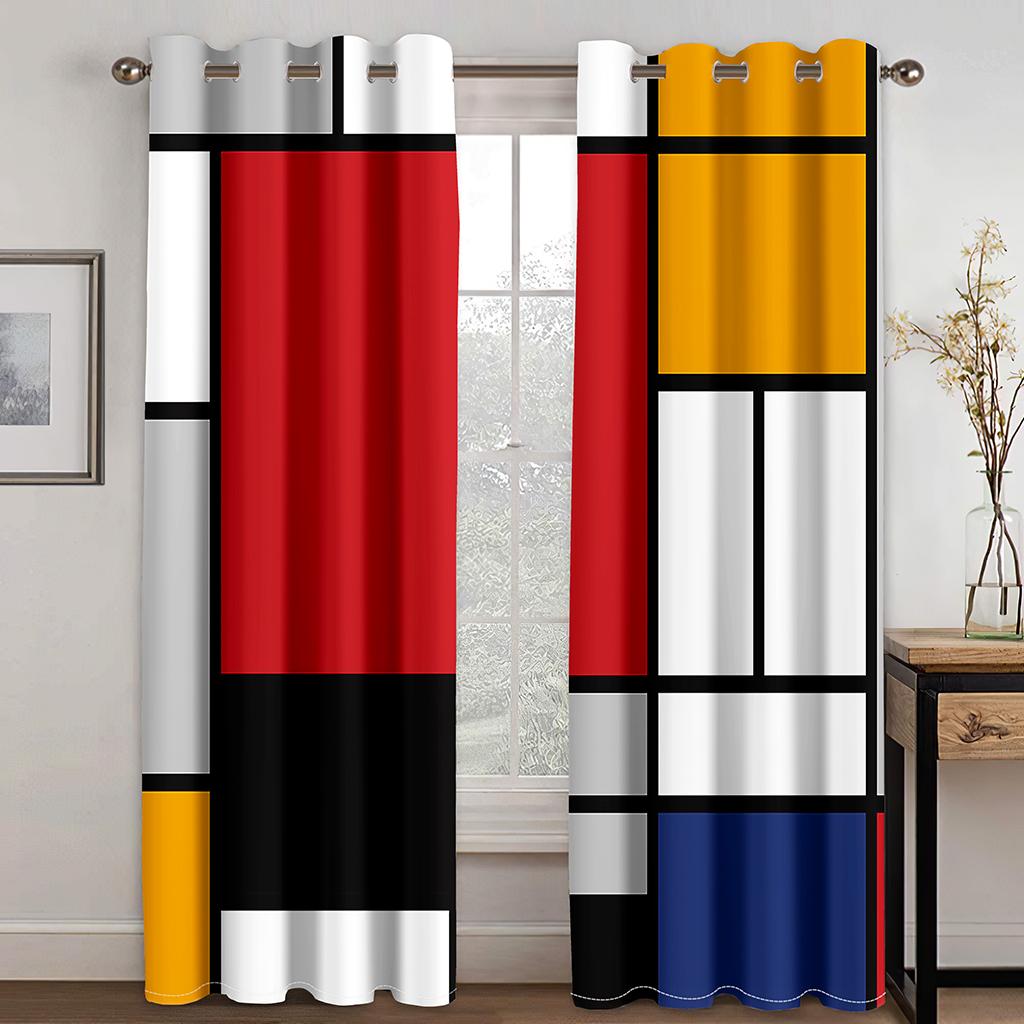 Дешевые абстрактные геометрические красные современные оконные шторы для гостиной, спальни, ванной комнаты, двери, домашний декор, распродажа, 2 шт.