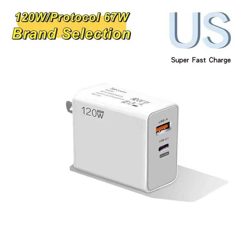 Быстрое зарядное устройство USB Type-C мощностью 120 Вт с поддержкой USB Power Delivery для iPhone, Samsung, Xiaomi и Huawei