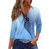 Women's 3/4 Sleeve T Shirts V Neck Button Summer Tops Business Casual Basic Tees Blouse