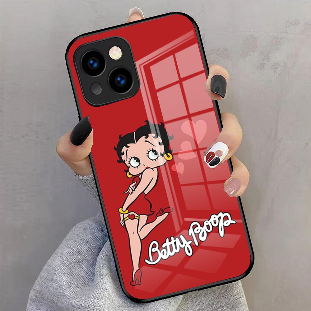 Betty Beautiful B-boop Phone Case For IPhone 17 Pro Max 16 15 14 Pro Max 13 11 X Xs Xr 8 7Plus Glass Cover