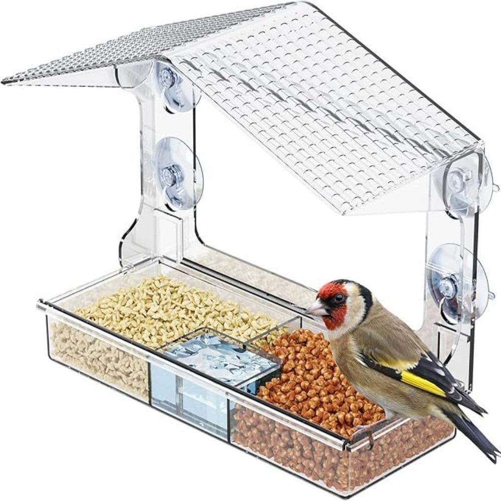 Dual Seed Tray Window Bird Feeder Tool-Free Clear Bird Feeder New Bird Feeding Bowl Bird Viewing