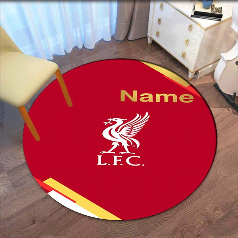 Custom Name Liverpool Football Club Printed Round Rug Carpet Chair Rug Area Rug Entryway Doormats,for Office Chair Living Room Bedroom Kitchen Room.