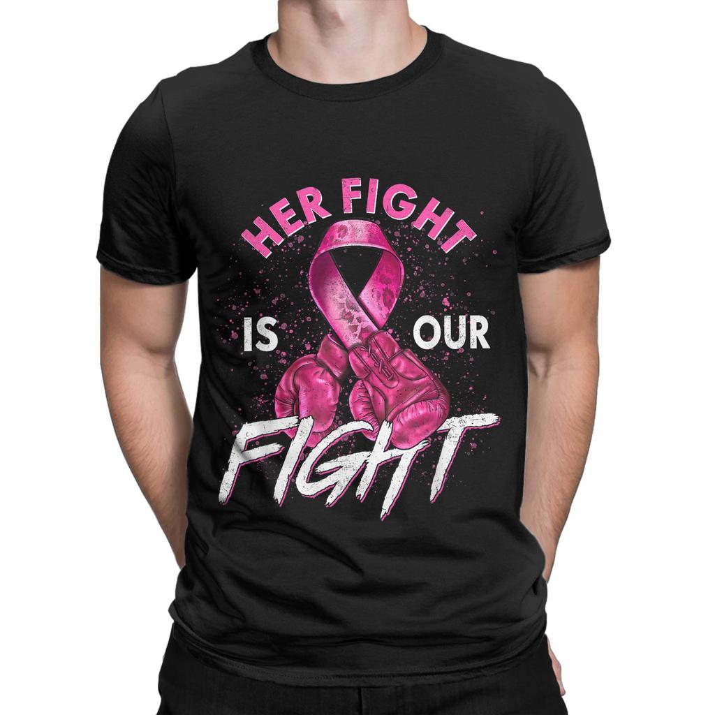 Vintage Fight Is Our Fight Breast Cancers  T-Shirt Men O Neck Cotton T Shirts  Short Sleeve Tees Plus Size Clothing