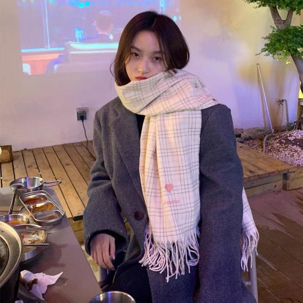 Female Winter For Girls Autumn Grid Wraps Korean Style Shawls Knitted Shawls Plaid Scarves