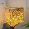Handmade DIY Tulips Cube Mirror Lamp Soft Glow Easy To Install Romantic Tulips Flower Night Light Desktop Decoration