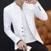 Men's Casual Fashion Collar Blazers Youth Handsome Trend Slim Print Blazers Suit Coat Jacket Black White Man Cardigan Wedding Party Formal Business