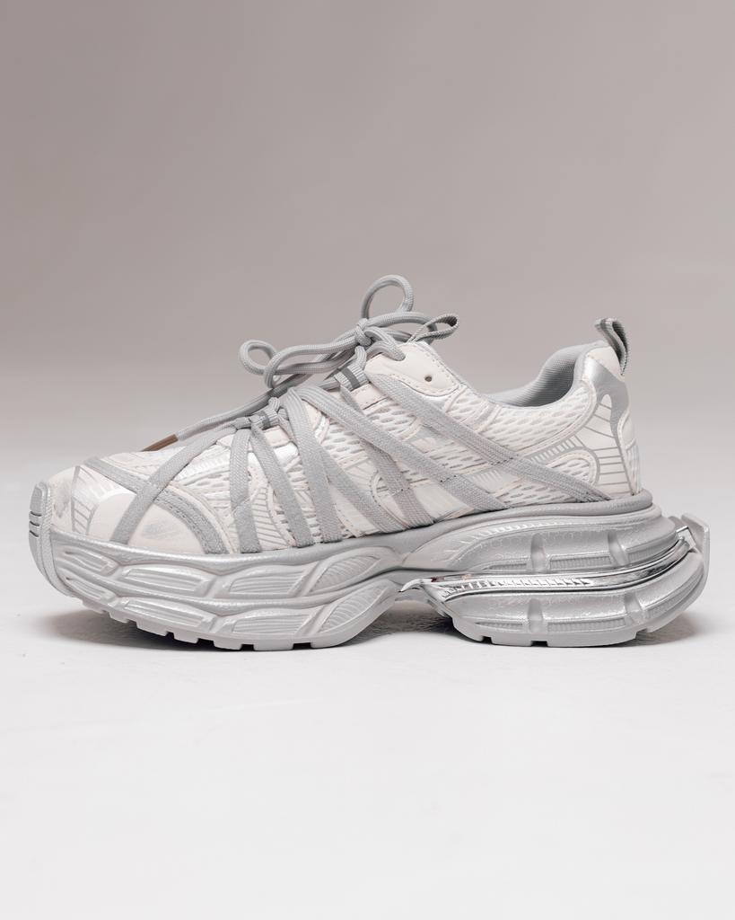 Кроссовки на платформе Allsy 19527 36 серо-молочные кожа текстиль