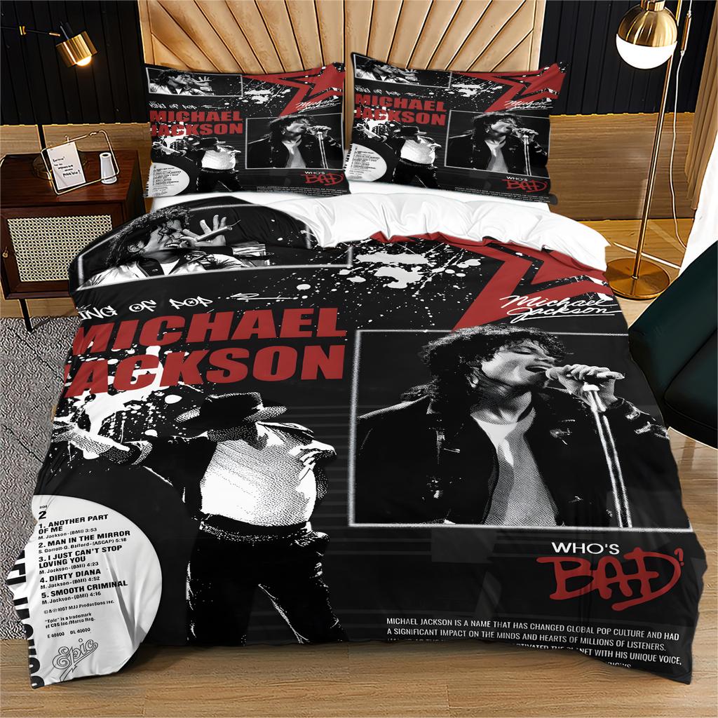 Michael Jackson Print Duvet Cover Set Classic The King Of Pop Collage Bedding Set Retro Cozy Quilt Cover Sets Bedroom Decor Gift
