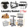 2-ярусная тележка для хозяйственных нужд на колесиках, корзина для хранения, тележка для белья, съемные подвесные корзины для косметики и мелочей