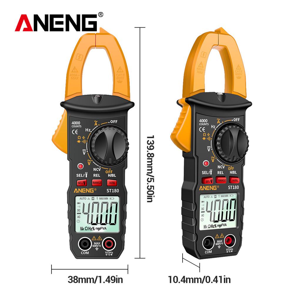 Портативный токоизмерительный клещевой прибор ANENG ST180 Цифровой мультиметр Измеритель переменного тока 4000 отсчетов Амперметр Тестер напряжения Ампер Герц Емкость NCV Омы Инструмент LCD Дисплей