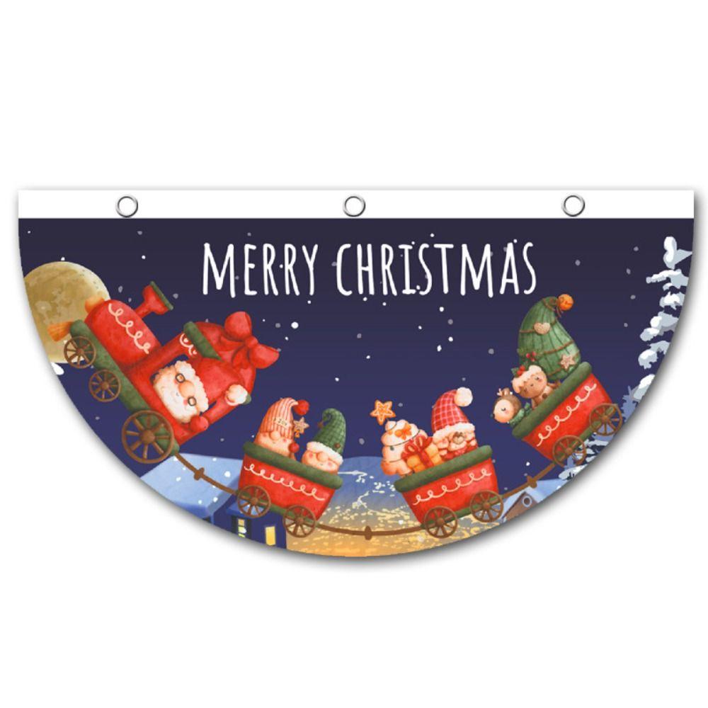 Snowman Christmas Bunting Fan Flag Polyester Christmas Railing Hanging Pendant  Christmas