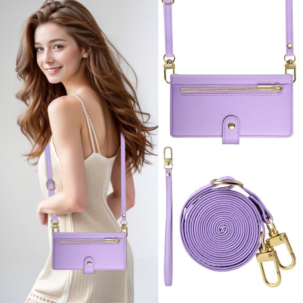 iPhone 16 Pro Max Flip Case, Wallet Zipper Pocket, Purple