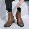 Мужские ботинки из искусственной кожи, однотонные, с боковой молнией, на низком каблуке, удобные, нескользящие, классические, деловые, повседневные, мужские, короткие ботинки, большой размер 38-46