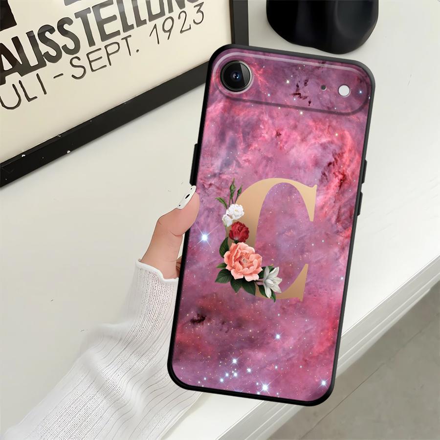 Чехол для телефона Funda для Apple iPhone 17 Pro Max Air 11 XR XS MAX 12 14 13 15 Pro 7 8 16 Цветок Имя Буква C D