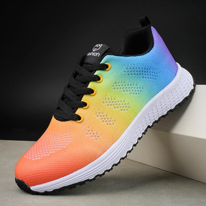 Fashion Women Sports Shoes for Women Summer 2024 Casual Tennis Shoes Breathable Walking Mesh Lace Up Flat Running Shoes Sneakers Female