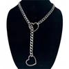 Adjustable Heart-shaped Necklace Long O-ring Clavicle Chain Cuban Link Necklace Party Jewelry