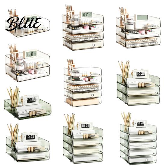 Acrylic File Organizer Clear Tray 1/2/3/4/5 Tier Paper Ducument Document Holder Storage Box Stackable Office Supplies Desk Rack Compact