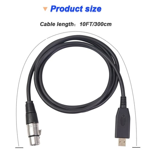 Xiatiaosann XLR USB Microphone Cable, 3-Pin XLR Female Adapter USB Adapter Converter Cord (2M/6.5FT) for Audio, Karaoke Systems, Recording, Studios, W