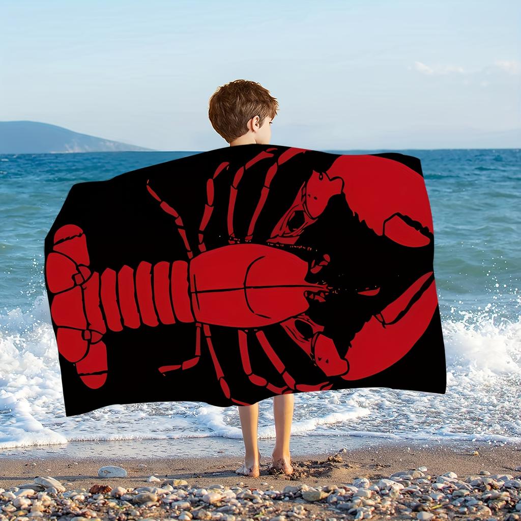 Пляжное полотенце Red Lobster с морской тематикой и принтом морепродуктов, быстросохнущее, из микрофибры, песочное, для пляжного декора, летний подарок