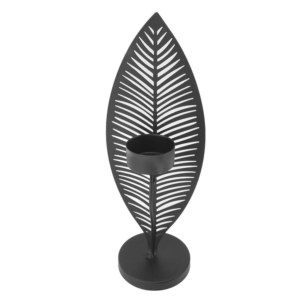 Iron Leaf Candle Holder Minimalist Creative Unique Leaf Shape Candlestick Stand for Dining Room Home Decor Black