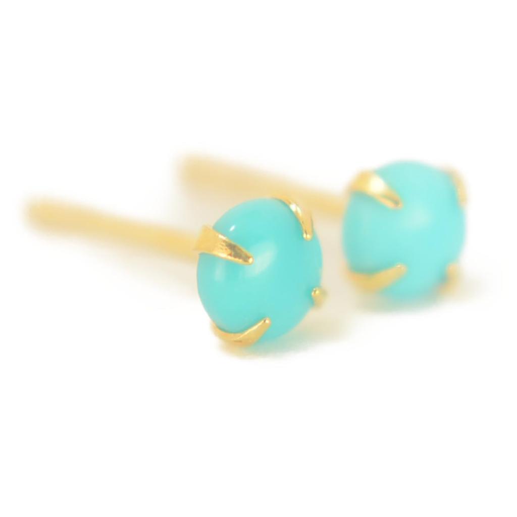 K18 Natural Turquoise Earrings [1 Pair (Body) Sold Separately] Turquoise Earrings Yellow Gold Earrings K18 k18 K18YG k18yg 18k yokomountain