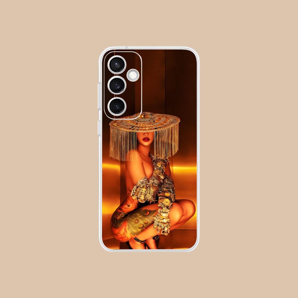 Прозрачный чехол для мобильного телефона Cardi B для Samsung Galaxy S25 S24 S23 S22 S21Plus FE Ultra Цветная обложка