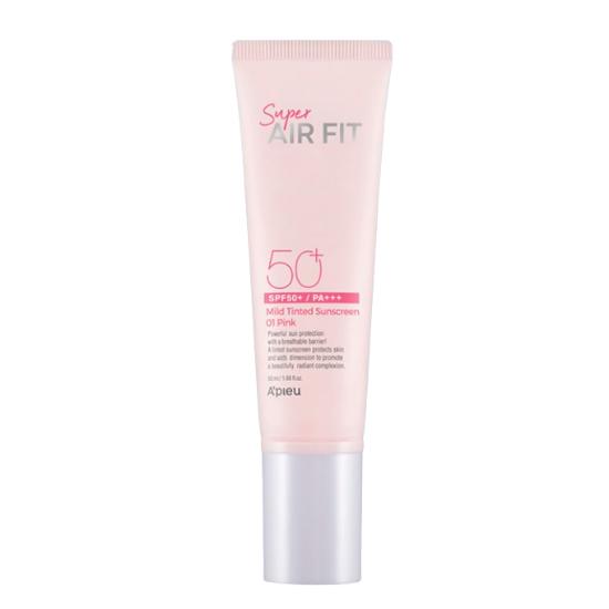 A’PIEU Super Air Fit Mild Sun Base 01 Розовый Тон-Ап Осветляющий Солнцезащитный Крем SPF50+ PA++++