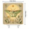 Vintage Botanical Moth Shower Curtain - Pale Green Moth with Red & Orange Patterns, Daisies & Marigolds, Earthy Tones