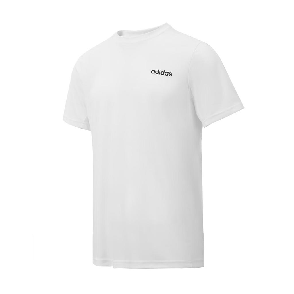 adidas Базовая спортивная футболка с круглым вырезом и контрастным логотипом на груди, азиатский размер S, цвет 'Белый' JJ0620