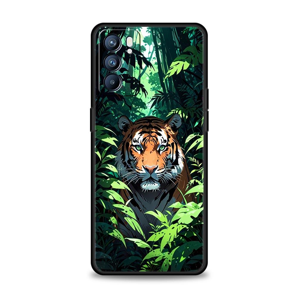 Крутой чехол для телефона с изображением животного Тигра Льва для Oppo Reno14 Reno13 Reno12 11 F 10 Find X5 X9 Pro A54 5G A53 A9 A16 A78 4G A80 A98