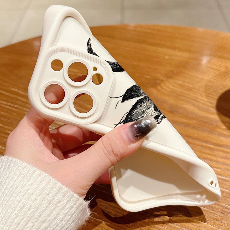 Модный чехол с рисунком луны и бабочки для iPhone 16 Pro Max 15 Plus 14 13 12 Pro 11 TPU мягкий матовый силиконовый противоударный защитный чехол для объектива телефона