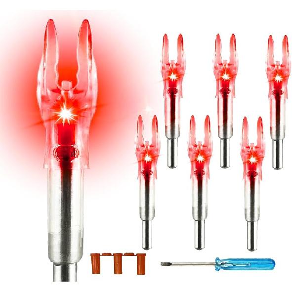 Arrow Nock X/5.2mm LED Nock Screwdriver Included, 6 PCS Universal Fit for Arrows with ID of .204".233".244" & .246"