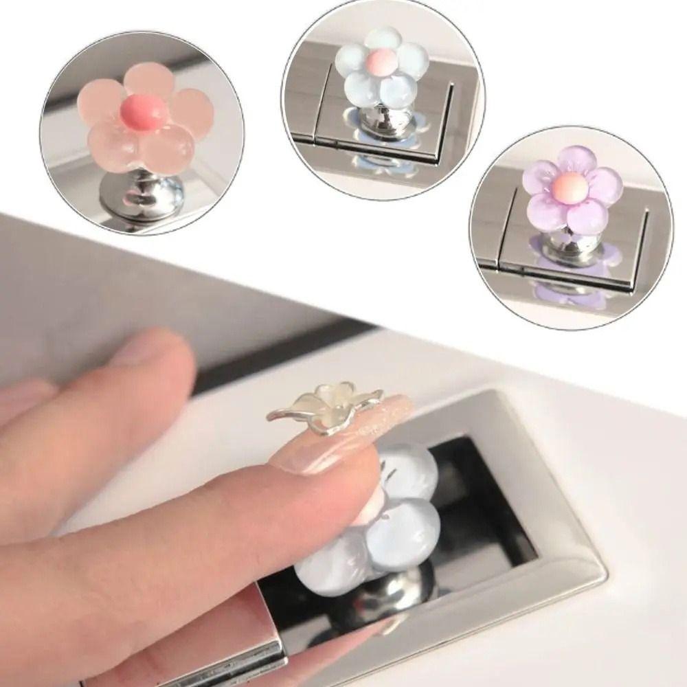 Self-Adhesive Toilet Tank Button Flower Shape Water Press Flush Button  Bathroom Decor Accessories