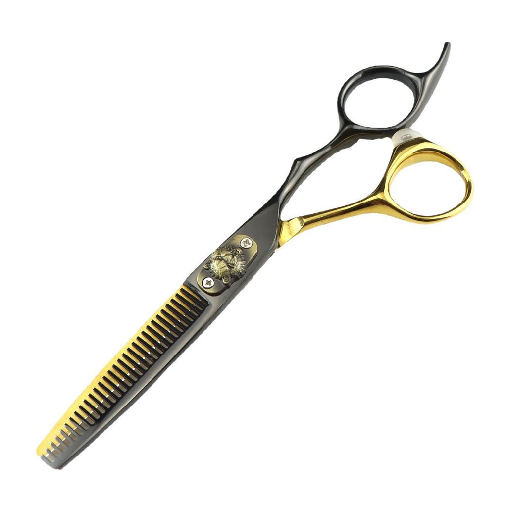 Fcg-98 Black And Gold Tiger Head Cover Hairdressing Scissors Straight Cutting Teeth Cutting Thin Cutting Hair Salon Special Foreign Trade Explosion