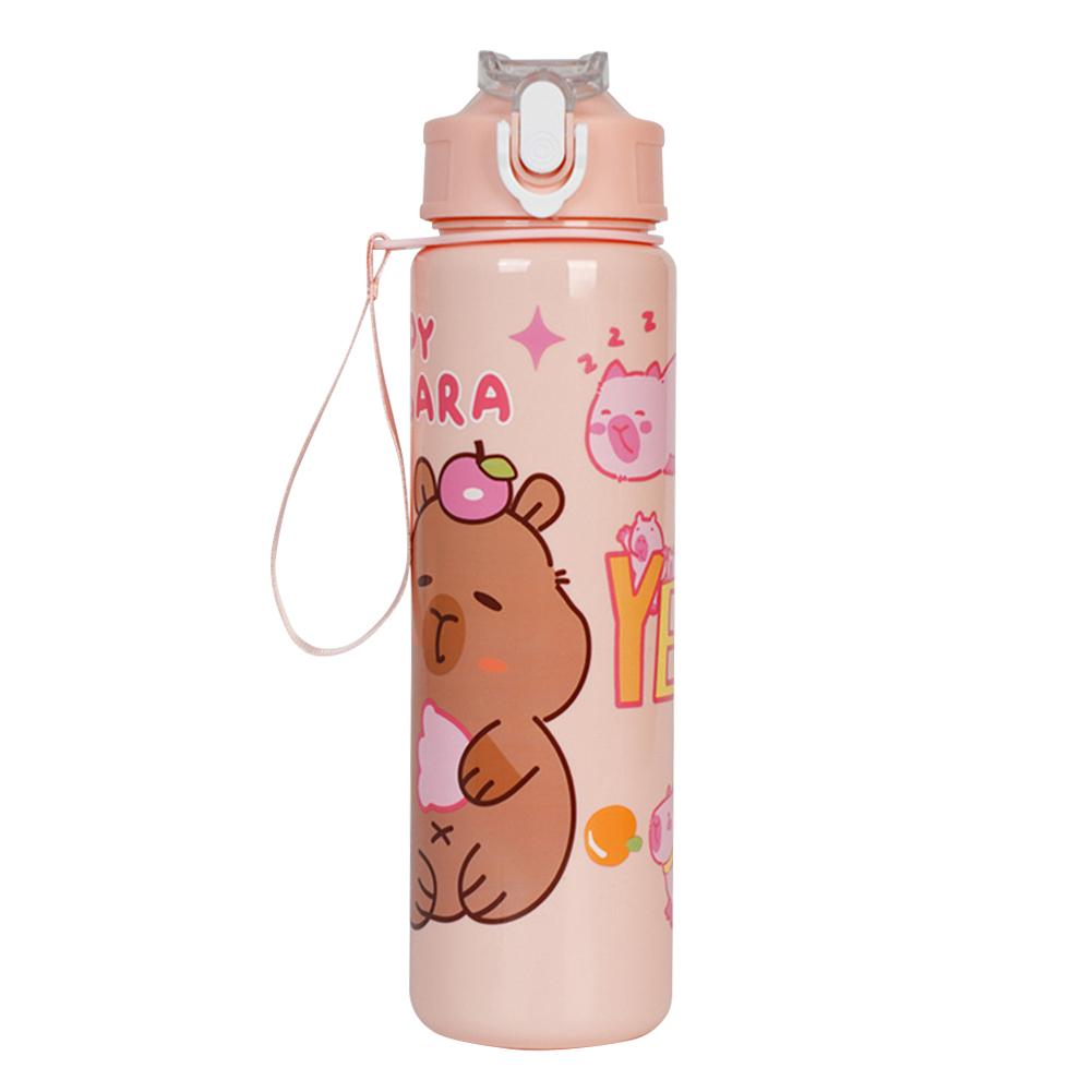700ml Capybara Portable Drinking Bottle with Straw & Handle Kawaii Water Bottle Large Capacity for Boys Girls Daily Use