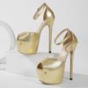 Liyke Sexy Peep Toe Extreme High Heels Stiletto Sandal Women Wedding Banquet Shoe Fashion Snake Print Ankle Strap Platform Pumps